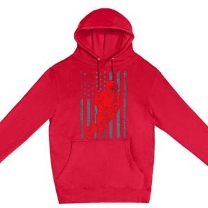 American Flag Lacrosse Usa Sport Premium Pullover Hoodie