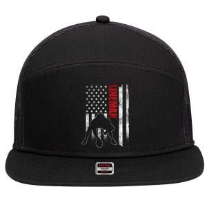 American Football Lineman Offensive Player Apparel Us Flag 7 Panel Mesh Trucker Snapback Hat