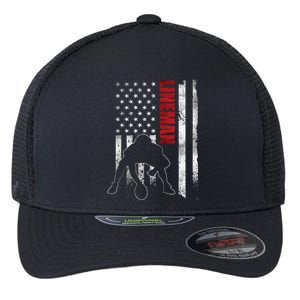 American Football Lineman Offensive Player Apparel Us Flag Flexfit Unipanel Trucker Cap