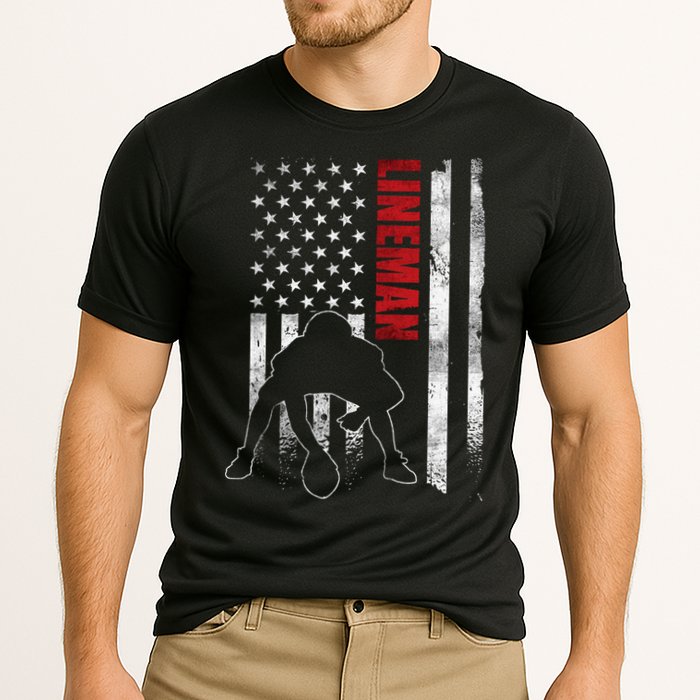 American Football Lineman Offensive Player Apparel Us Flag Performance Shirt