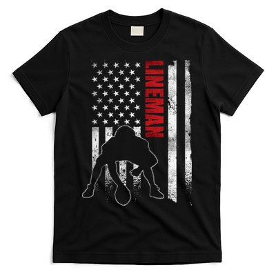 American Football Lineman Offensive Player Apparel Us Flag T-Shirt