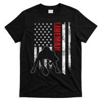 American Football Lineman Offensive Player Apparel Us Flag T-Shirt