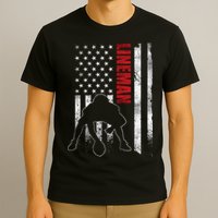 American Football Lineman Offensive Player Apparel Us Flag T-Shirt