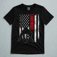 American Football Lineman Offensive Player Apparel Us Flag T-Shirt