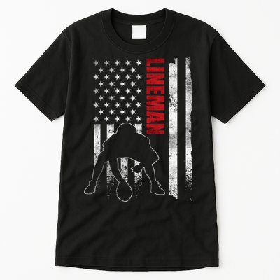 American Football Lineman Offensive Player Apparel Us Flag Tall T-Shirt