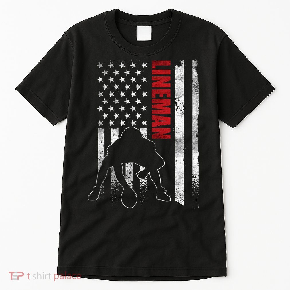 American Football Lineman Offensive Player Apparel Us Flag Tall T-Shirt