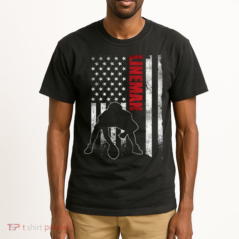 American Football Lineman Offensive Player Apparel Us Flag Tall T-Shirt