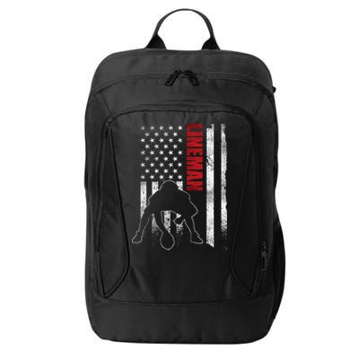 American Football Lineman Offensive Player Apparel Us Flag City Backpack