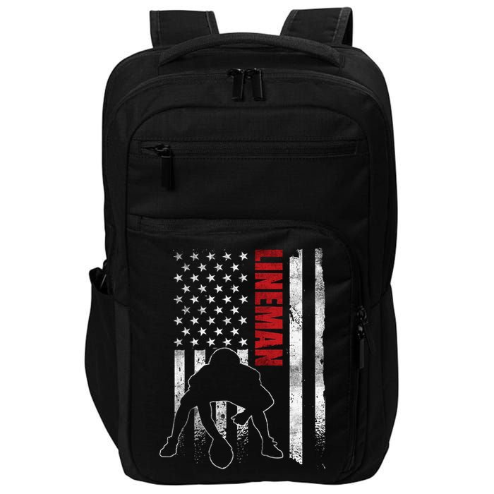 American Football Lineman Offensive Player Apparel Us Flag Impact Tech Backpack