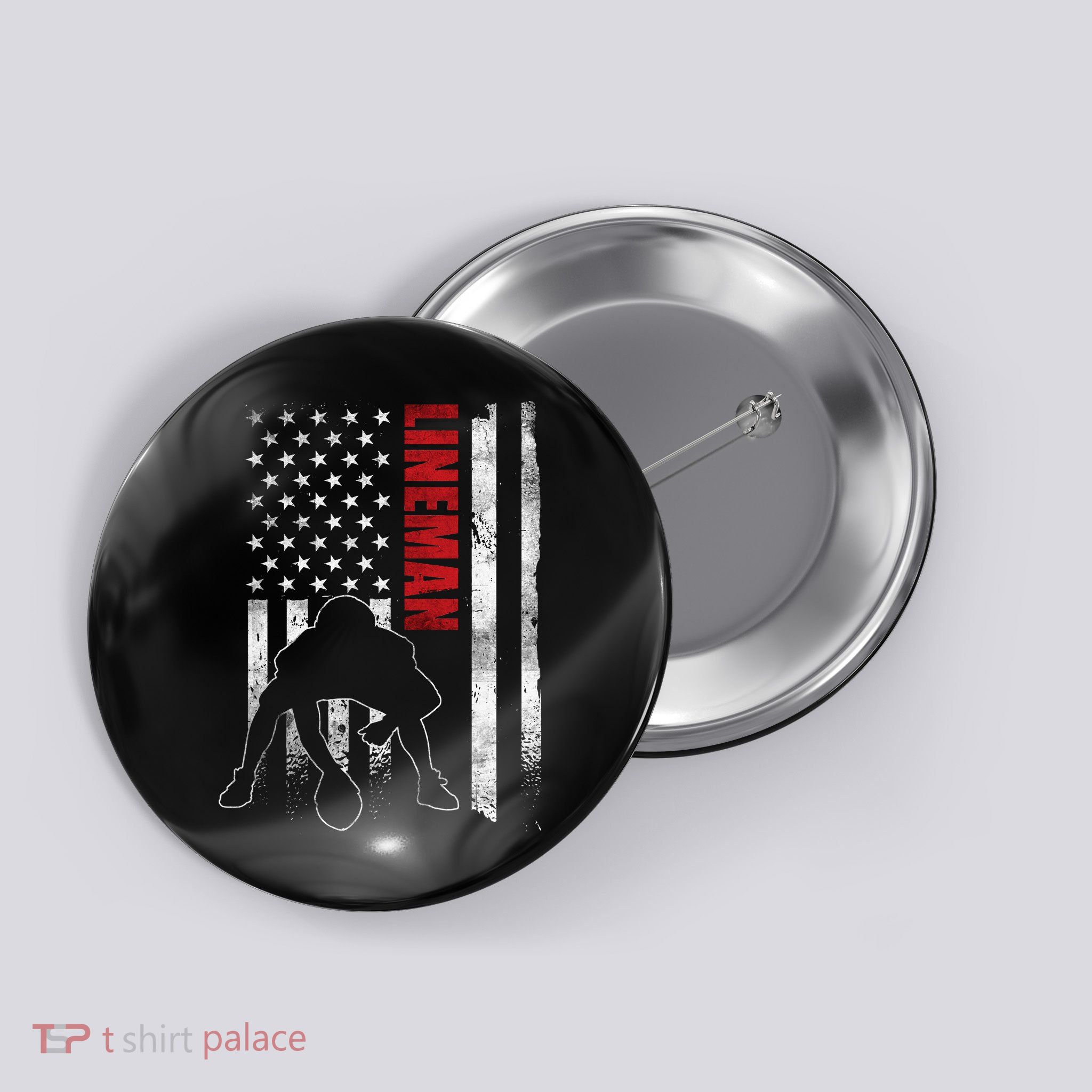 American Football Lineman Offensive Player Apparel Us Flag Button