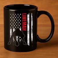 American Football Lineman Offensive Player Apparel Us Flag 11oz C Handle Ceramic Mug