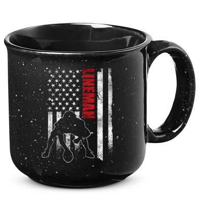 American Football Lineman Offensive Player Apparel Us Flag 15oz Campfire Ceramic Mug