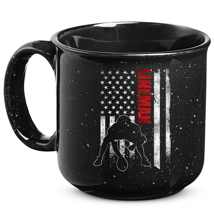 American Football Lineman Offensive Player Apparel Us Flag 15oz Campfire Ceramic Mug