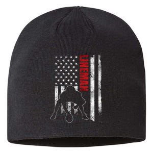 American Football Lineman Offensive Player Apparel Us Flag Sustainable Beanie