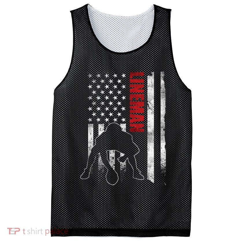 American Football Lineman Offensive Player Apparel Us Flag Mesh Reversible Basketball Jersey Tank