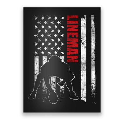 American Football Lineman Offensive Player Apparel Us Flag Poster