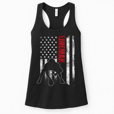 American Football Lineman Offensive Player Apparel Us Flag Womens Tank Top