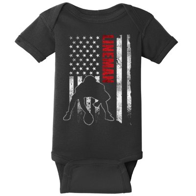 American Football Lineman Offensive Player Apparel Us Flag Baby Bodysuit