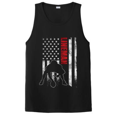 American Football Lineman Offensive Player Apparel Us Flag PosiCharge Competitor Tank