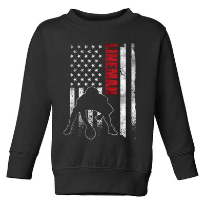 American Football Lineman Offensive Player Apparel Us Flag Toddler Sweatshirt