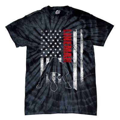 American Football Lineman Offensive Player Apparel Us Flag Tie-Dye T-Shirt