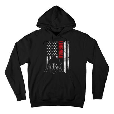 American Football Lineman Offensive Player Apparel Us Flag Tall Hoodie