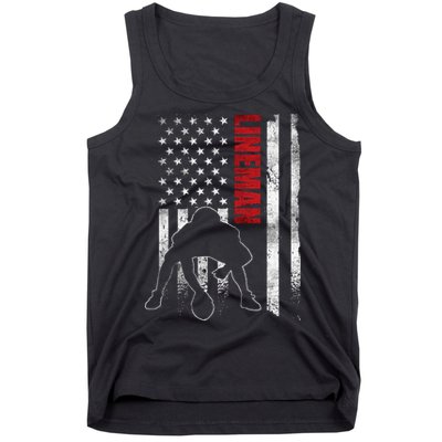American Football Lineman Offensive Player Apparel Us Flag Tank Top