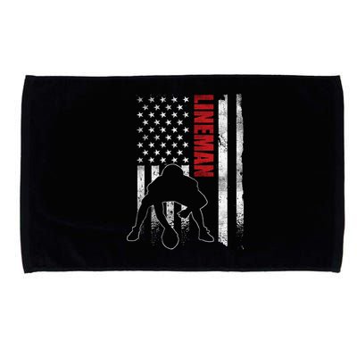 American Football Lineman Offensive Player Apparel Us Flag Microfiber Hand Towel