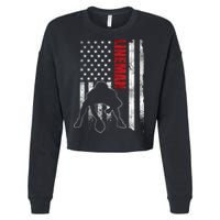 American Football Lineman Offensive Player Apparel Us Flag Cropped Pullover Crew