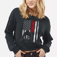 American Football Lineman Offensive Player Apparel Us Flag Cropped Pullover Crew