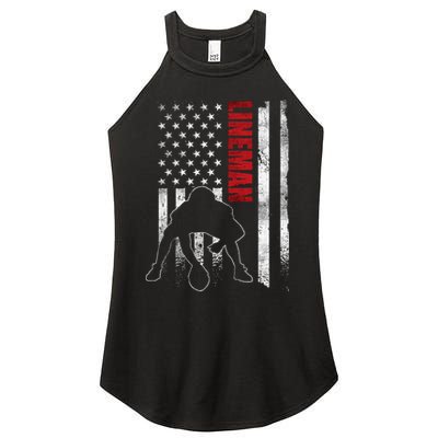 American Football Lineman Offensive Player Apparel Us Flag Women's Perfect Tri Rocker Tank