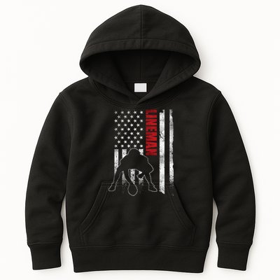 American Football Lineman Offensive Player Apparel Us Flag Kids Hoodie