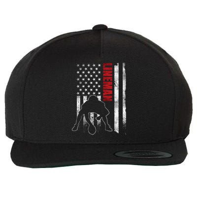American Football Lineman Offensive Player Apparel Us Flag Wool Snapback Cap