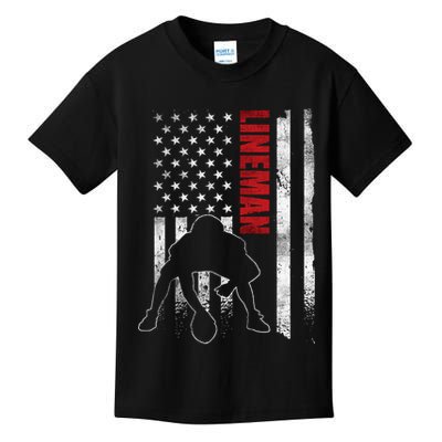 American Football Lineman Offensive Player Apparel Us Flag Kids T-Shirt