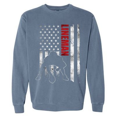 American Football Lineman Offensive Player Apparel Us Flag Garment-Dyed Sweatshirt