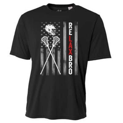 American Flag Lax Helmet Sticks Lacrosse Cooling Performance Crew T-Shirt