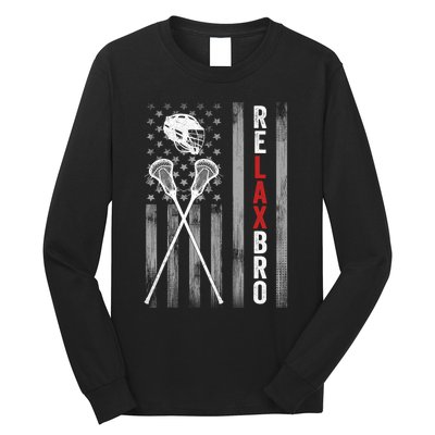 American Flag Lax Helmet Sticks Lacrosse Long Sleeve Shirt