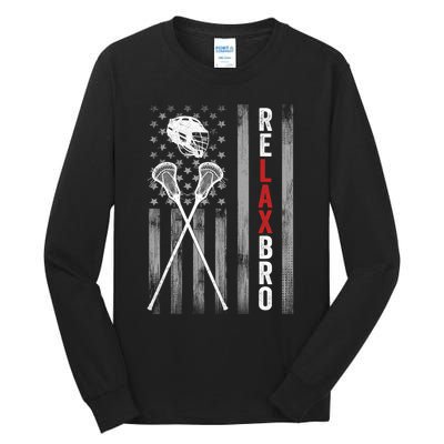 American Flag Lax Helmet Sticks Lacrosse Tall Long Sleeve T-Shirt