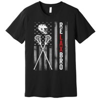 American Flag Lax Helmet Sticks Lacrosse Premium T-Shirt