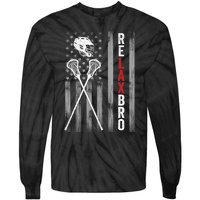 American Flag Lax Helmet Sticks Lacrosse Tie-Dye Long Sleeve Shirt