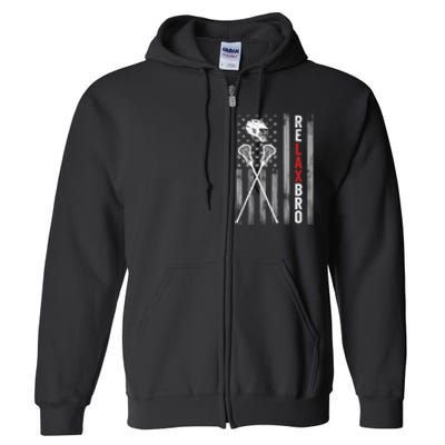 American Flag Lax Helmet Sticks Lacrosse Full Zip Hoodie