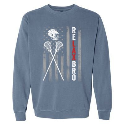 American Flag Lax Helmet Sticks Lacrosse Garment-Dyed Sweatshirt