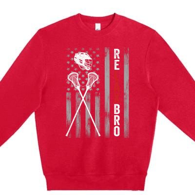 American Flag Lax Helmet Sticks Lacrosse Premium Crewneck Sweatshirt