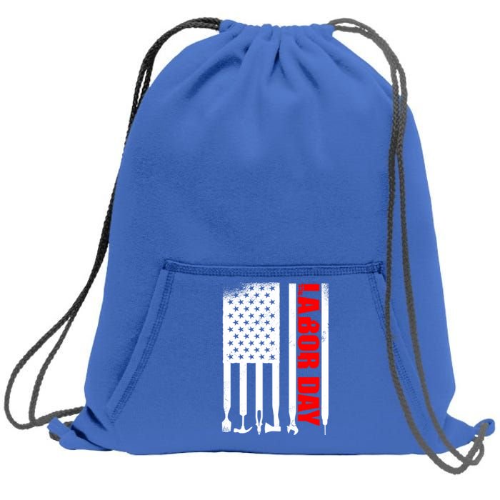 American Flag Labor Day Meaningful Gift Sweatshirt Cinch Pack Bag