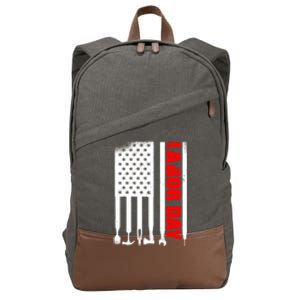 American Flag Labor Day Meaningful Gift Cotton Canvas Backpack