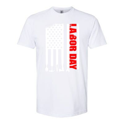 American Flag Labor Day Meaningful Gift Softstyle® CVC T-Shirt