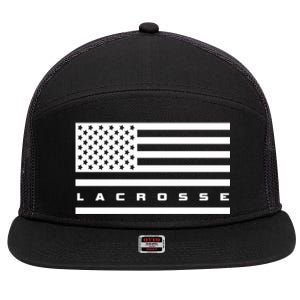 American Flag Lacrosse Apparel Gift Lacrosse Gift 7 Panel Mesh Trucker Snapback Hat