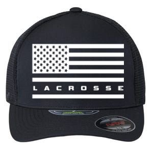 American Flag Lacrosse Apparel Gift Lacrosse Gift Flexfit Unipanel Trucker Cap