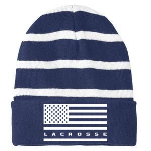 American Flag Lacrosse Apparel Gift Lacrosse Gift Striped Beanie with Solid Band