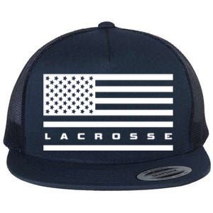 American Flag Lacrosse Apparel Gift Lacrosse Gift Flat Bill Trucker Hat